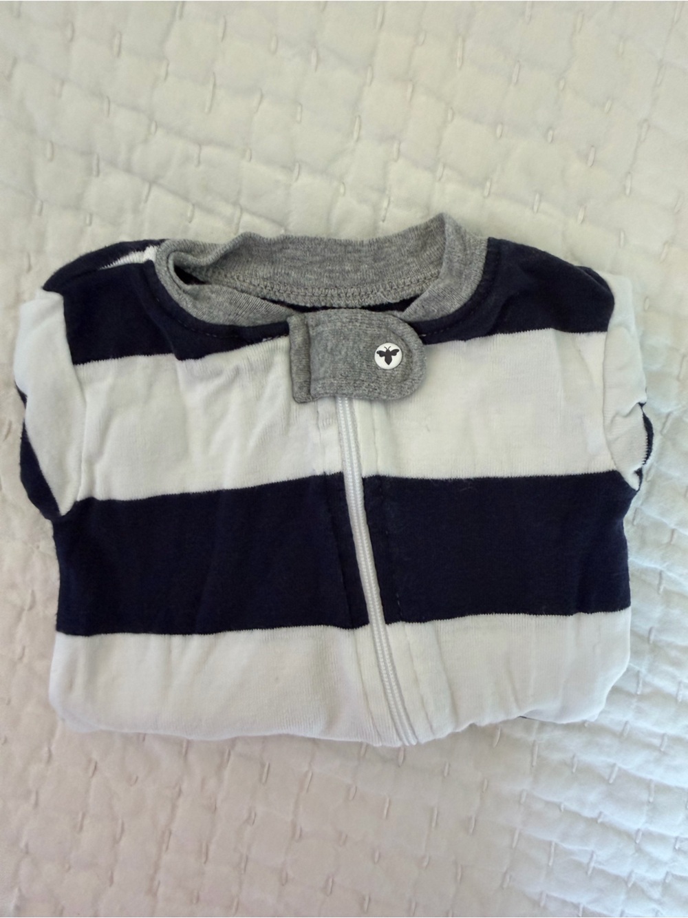 Burt's Bees Baby Navy and White Striped Footie, 0-3MO